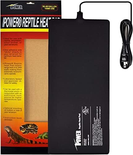 iPower Reptile Heat Pad 8x18-Inch 24W Under Tank Heater for Small Terrarium Animals
