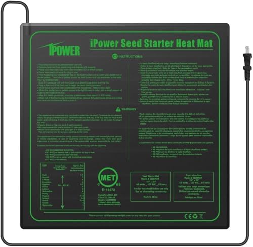 iPower 20" x 20" Seedling Heat Mat - Waterproof Hydroponic Heating Pad for Indoor Gardening