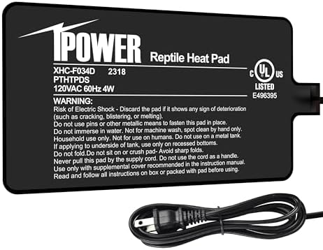 iPower 4x7 Inch 4W Reptile Heat Pad Under Tank Terrarium Heater for Small Animals